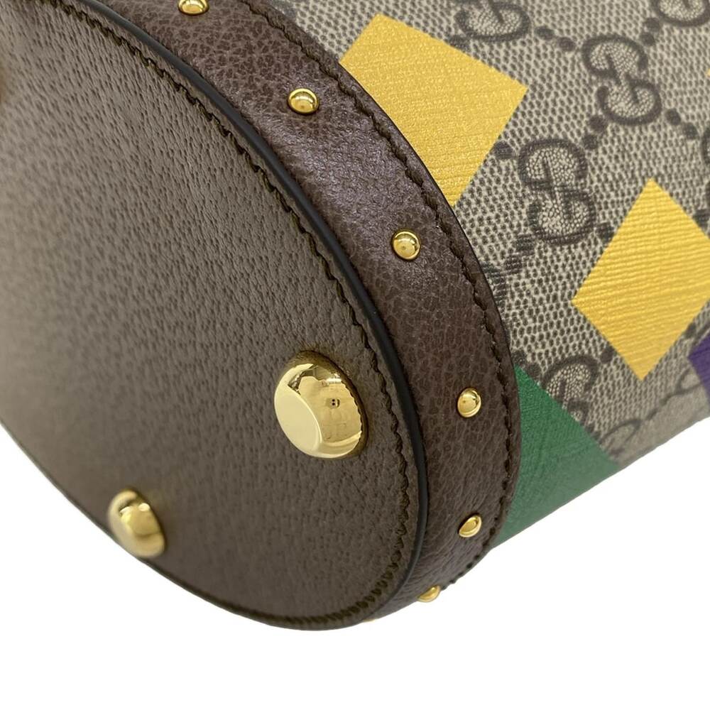 Gucci GG Plus / GG Supreme / Shelly Handbag 675882 Beige Dark Brown Multi PVC - Picture 8 of 16
